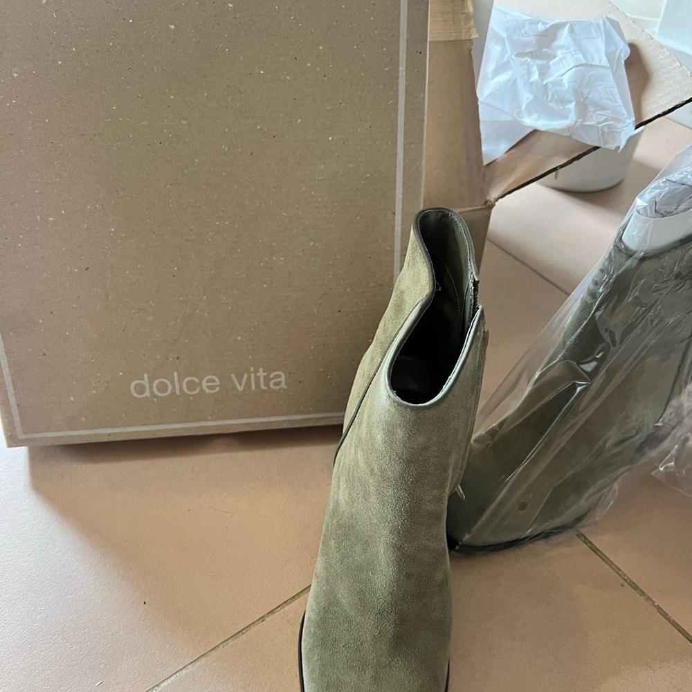 Dolce Vita Green Ankle Booties with Suede Finish